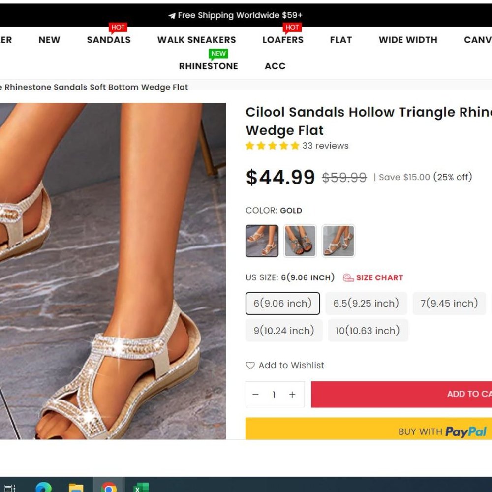 Cilool Sandals Hollow Triangle Rhinestone Sandals Soft Bottom Wedge Flat